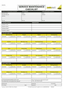 Service/Maintenance Checklist