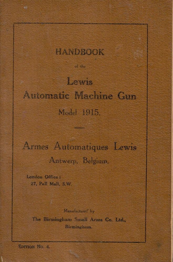 LEWIS MACHINE GUN HANDBOOK, 1915 (RARE!)
