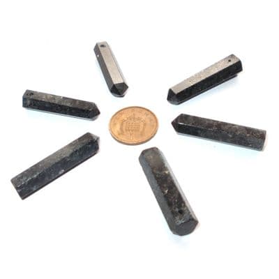 6 x Nuummite Natural Crystal ST Drilled Point Pendant Gemstone Handcrafted Wand