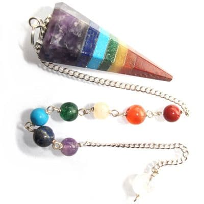 7 Chakra Stone Pendulum Dowsing Crystal Point