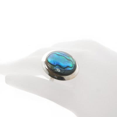 Adjustable Abalone Shell & Sterling Silver Ladies Ring (R014)
