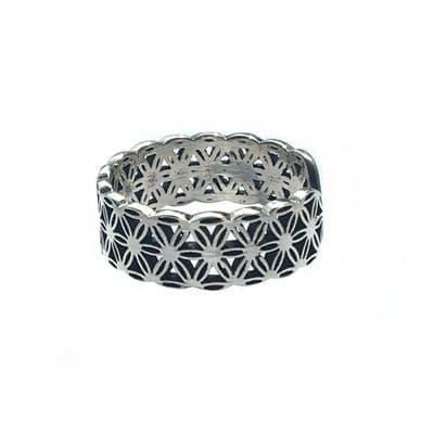 Adjustable Flower of Life  Sterling Silver Finger Ring Band (R003)