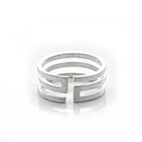 Adjustable Frosted Sterling Silver Classic Meander Finger Ring (R007)