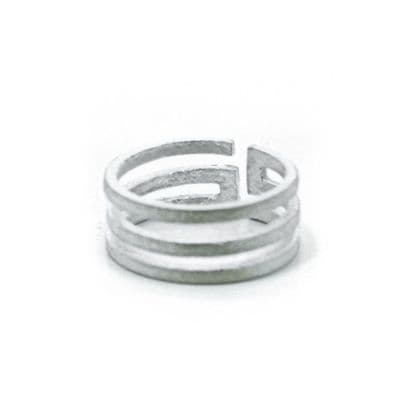 Adjustable Frosted Sterling Silver Classic Meander Finger Ring (R007)