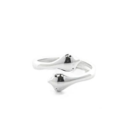 Adjustable Sterling Silver Serpents Finger Ring (R010)