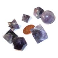 Amethyst Sacred Geometry Set (Platonic Solids, Merkaba & Sphere) with Keepers Pouch