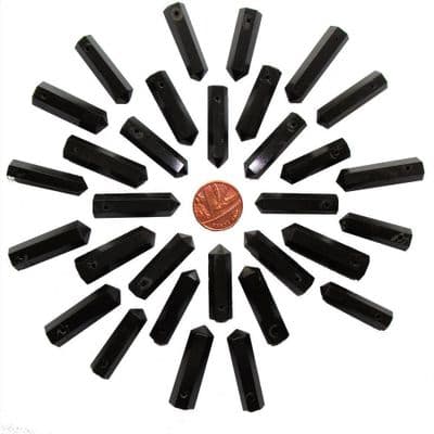 Black Agate Side Drilled Hexagonal Wand ST Point