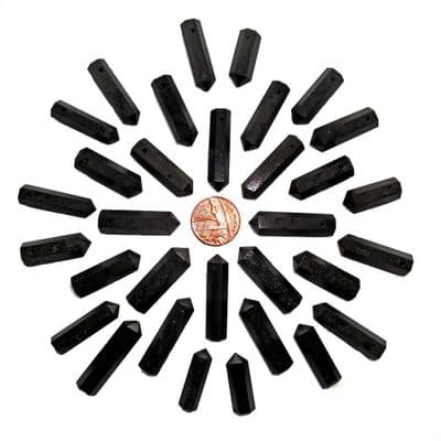 Black Tourmaline Schorl Side Drilled Hexagonal Wand ST Point