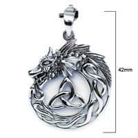 Celtic Dragon with Triquetra Trinity Knot Silver Pendant (P044)