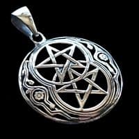Double Pentacle Silver Pendant (P021)