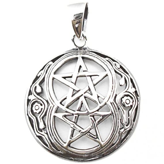 Double Pentacle Silver Pendant (P021)