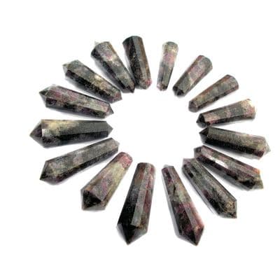 Garnet in Hornblende 12 Faceted DT Crystal Vogel Wand 40-59mm