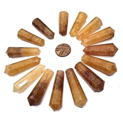 Golden Quartz 12 Faceted DT Crystal Vogel Wand 40-59mm