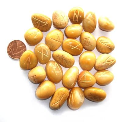 Golden Quartz Rune Stones with Pouch