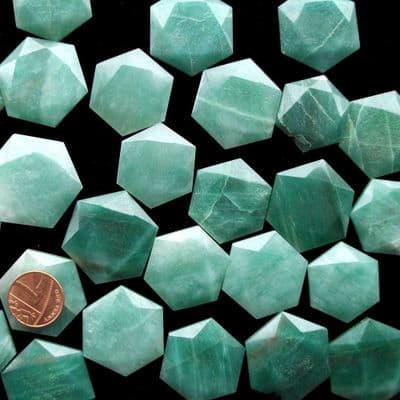 Green Aventurine Crystal Flat Star Faceted Hexagon Worry Stone