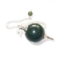 Green Jasper Ball Pendulum Crystal Dowser