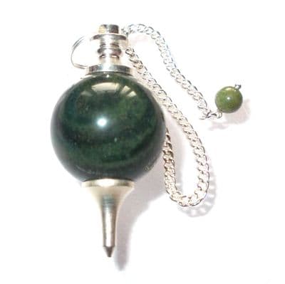 Green Jasper Ball Pendulum Crystal Dowser