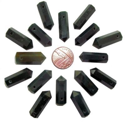 Green Jasper Schorl Polished ST Crystal Point Pendant Dowsing