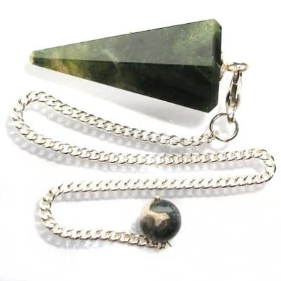 Green Moss Agate Point Dowsing Pendulum GMA