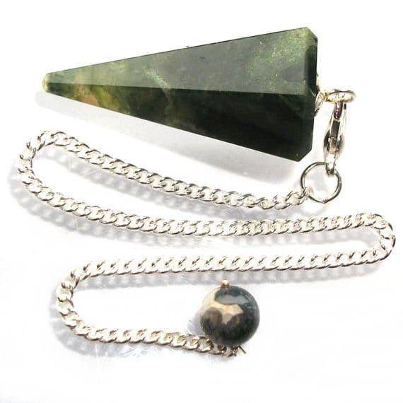 Green Moss Agate Point Dowsing Pendulum GMA