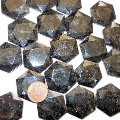 Jenakite Crystal Flat Hexagon Faceted Star Worry Stone