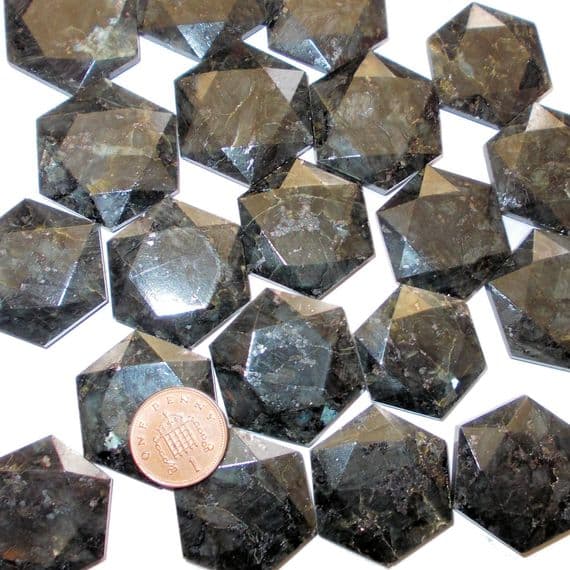 Jenakite Crystal Flat Star Faceted Hexagon Worry Stone