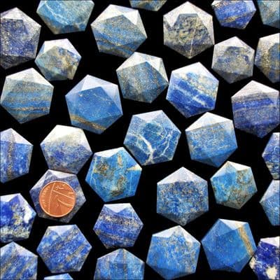 Lapis Lazuli Crystal Flat Star Faceted Hexagon Worry Stone