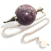 Lepidolite Ball Sphere Dowsing Pendulum