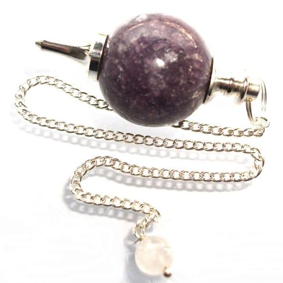Lepidolite Ball Sphere Dowsing Pendulum