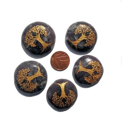 Lepidolite Tree of Life Crystal Flat Palm Stone