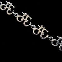 Om Link Aum Mantra Solid Sterling Silver Ladies Bracelet B001