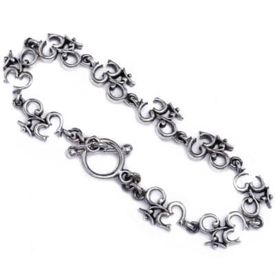 Om Link Aum Mantra Solid Sterling Silver Ladies Bracelet B001