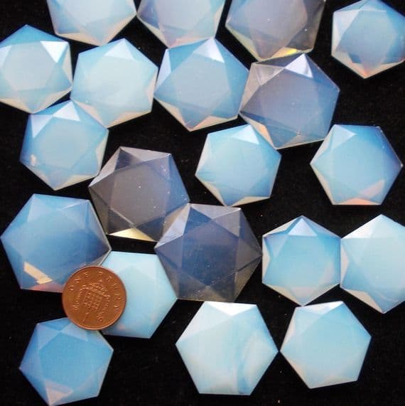 Opalite Crystal Crystal Flat Star Faceted Hexagon Worry Stone