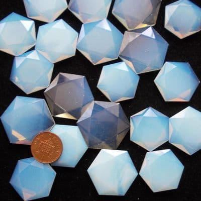 Opalite Crystal Flat Hexagon Faceted Star Worry Stone