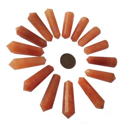 Peach Aventurine 12 Faceted DT Crystal Vogel Wand 40-59mm