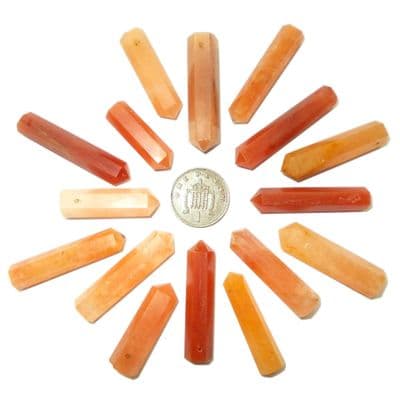 Peach Aventurine Side Drilled Hexagonal Wand ST Point