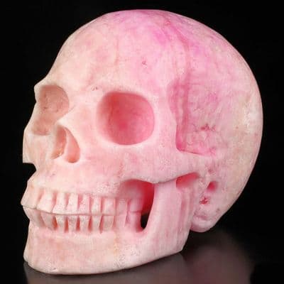 Pink Aragonite (dyed) Realistic Carved Gemstone Crystal Skull 5