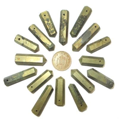 Pyrite Side Drilled Hexagonal Wand ST Point