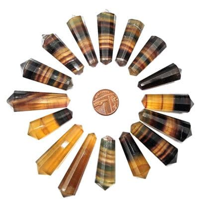 Rainbow Fluorite 12 Faceted DT Crystal Vogel Wand 40-59mm