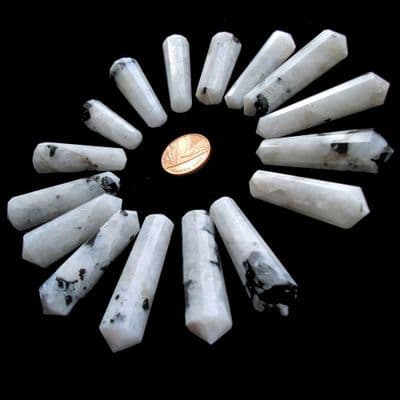 Rainbow Moonstone 12 Faceted DT Crystal Vogel Wand 40-59mm