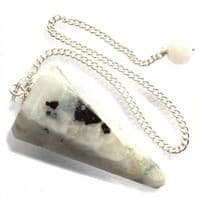 Rainbow Moonstone Pendulum Dowsing Crystal Point