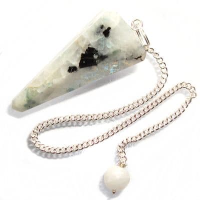 Rainbow Moonstone Pendulum Dowsing Crystal Point