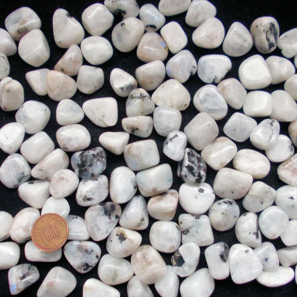Cream Color Rocks Rainbow Moonstone Tumbled Stone