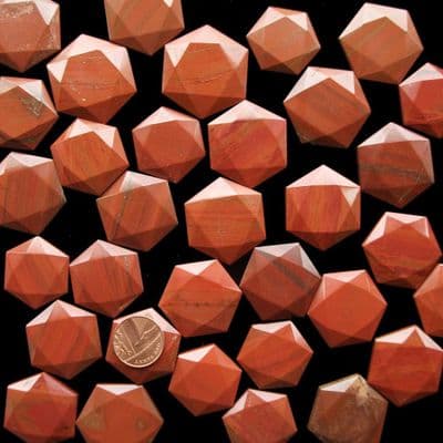 Red Jasper Crystal Flat Faceted Worry Stone
