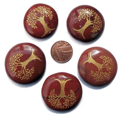 Red Jasper Tree of Life Crystal Flat Palm Stone