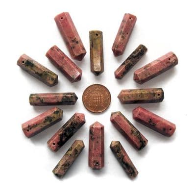 Rhodonite Side Drilled Hexagonal Wand ST Point