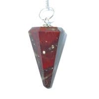 RJ02 Red Jasper Crystal Dowsing Point Pendulum