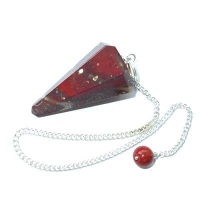 RJ02 Red Jasper Crystal Dowsing Point Pendulum