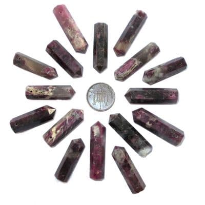 Rubellite Schorl Side Drilled Hexagonal Wand ST Point