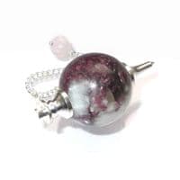 Rubellite Tourmaline Ball Dowsing Pendulum